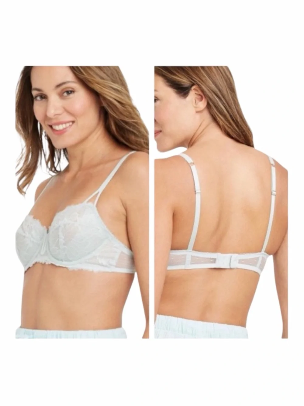 Auden Light Green Unlined Balconette Coverage Lace Underwire Bra